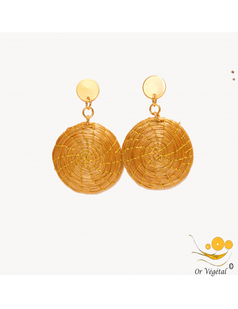 Boucles d’oreilles en or végétal tresé en forme de mandala Boucles d’oreilles en or végétal tresé en forme de mandala