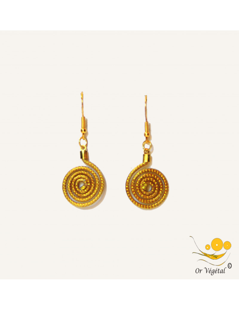 Boucles d'oreilles en or végétal cerclés  en forme de spirale