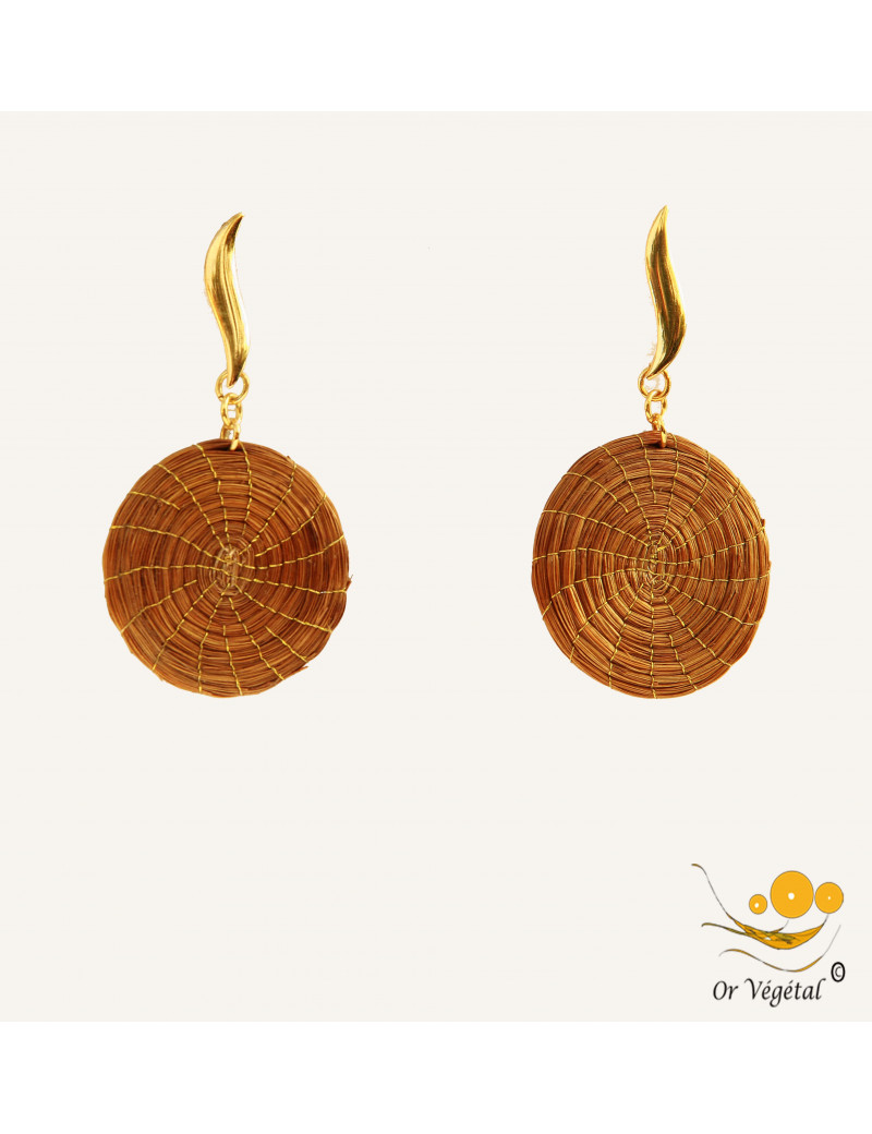 Boucles d’oreilles en or végétal en forme de mandala Boucles d’oreilles en or végétal en forme de mandala