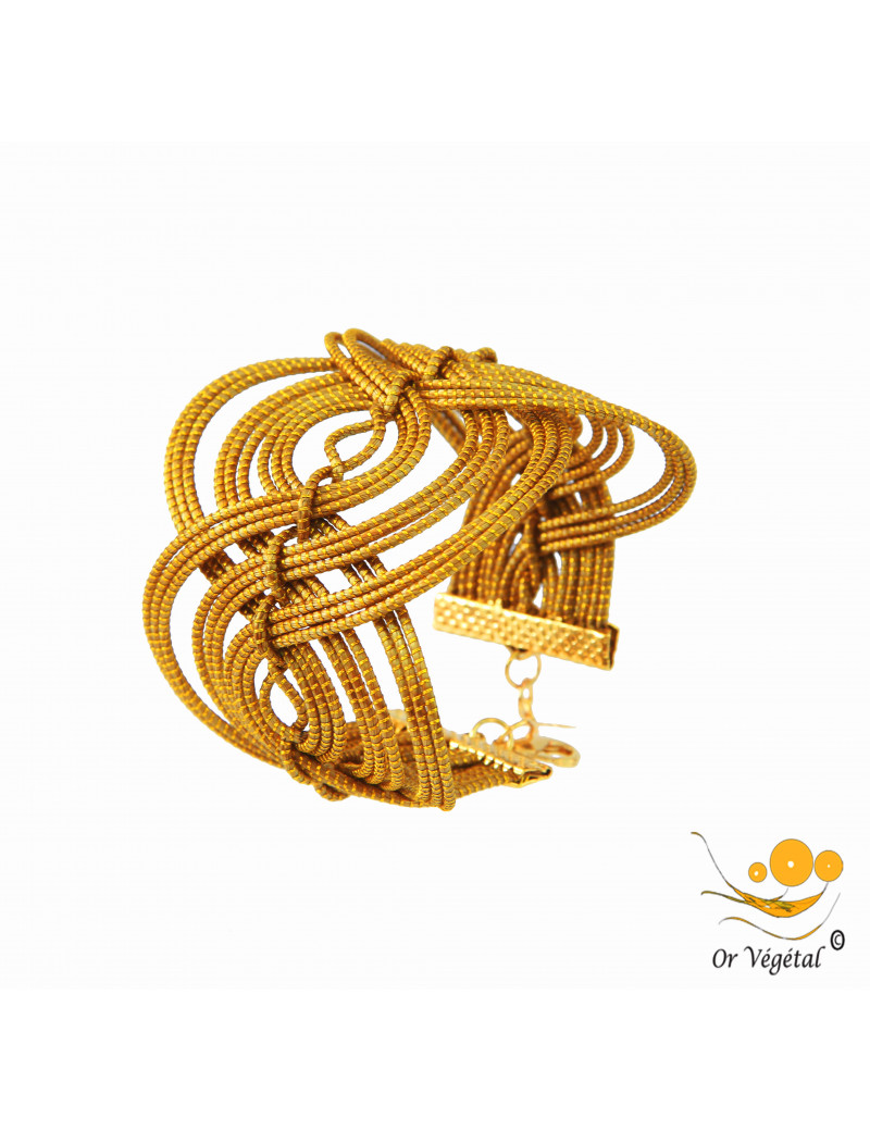 Bracelet en or végétal cerclé et entrelacé en forme de vague