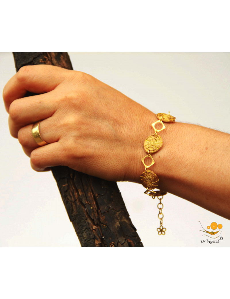Bracelet en or végétal tressé en chaîne de mini mandalas