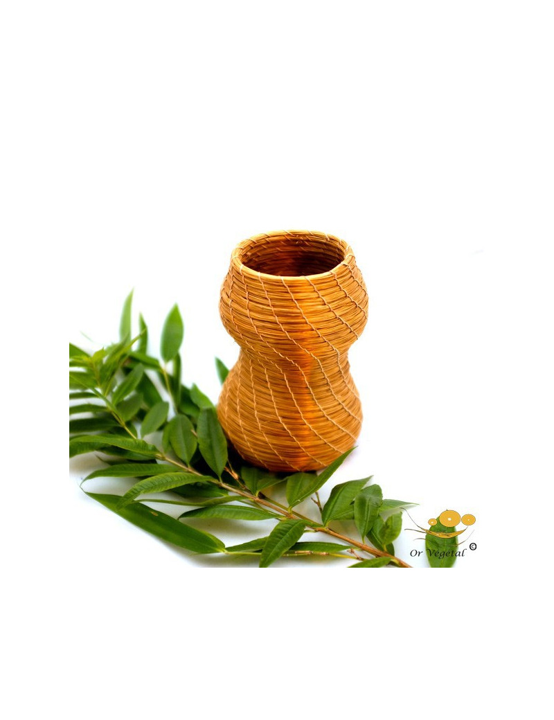 Vase a fleurs séchés, tréssé en or végétal de forme ronde et allongée Vase a fleurs séchés, tréssé en or végétal de forme ronde et allongée