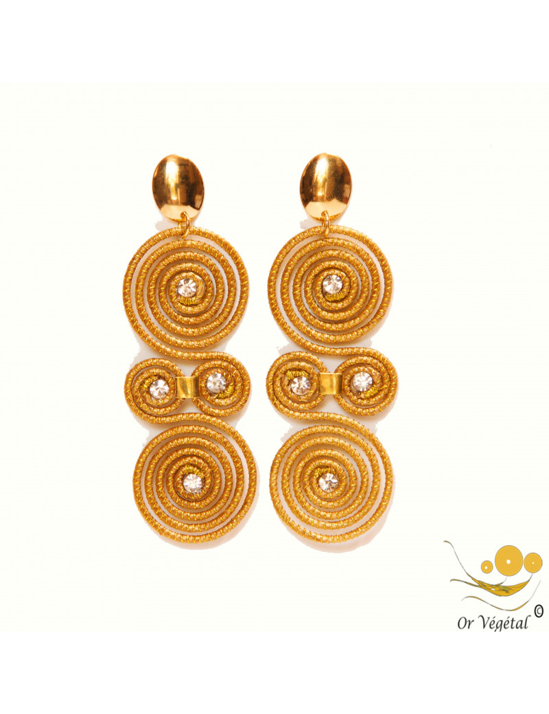 Boucles D'Oreilles Spirales Dorées - Occasion Très Bon État, Dormeuses, Métal Doré